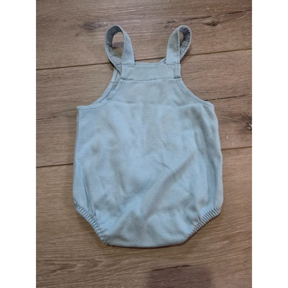 Vintage Carter's Baby Set Layette Nightgown + Overalls Romper Blue 6-9m